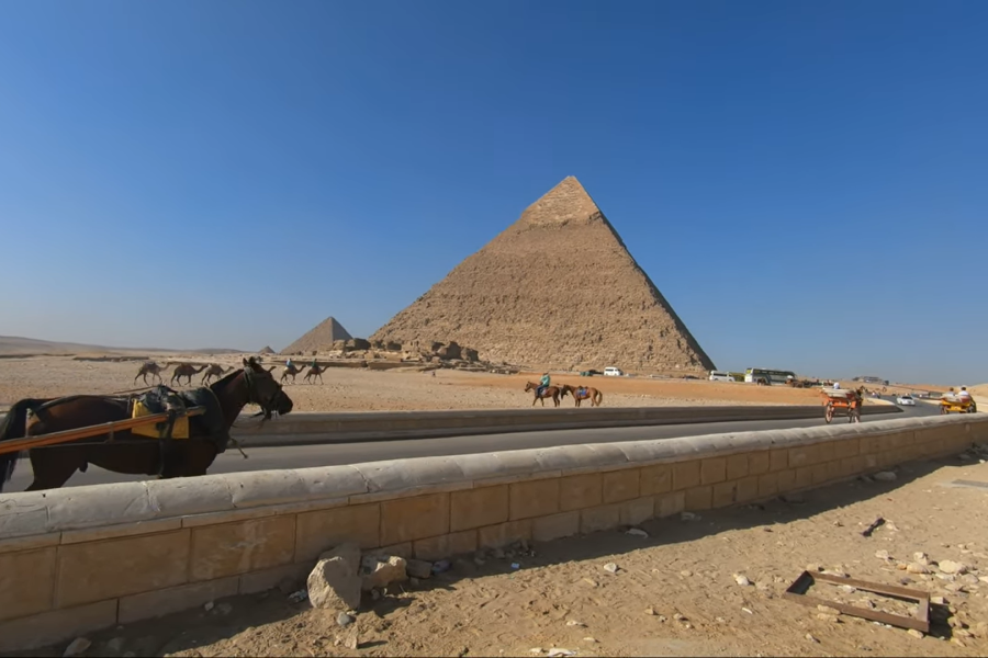 Desert road to Khafre's Pyramid, Giza